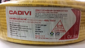 Dây điện đơn Cadivi 1*1.0mm (100m/cuộn)